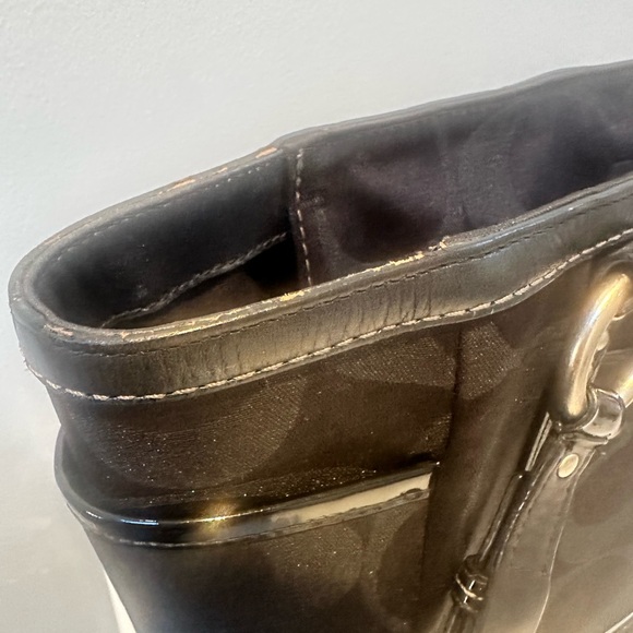 Coach Studded Black Shoulder Bag with Shimmer C logo with Silver Accents - Picture 8 of 10